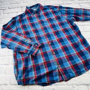 Duluth Trading Co Blue and Red Checkered Shirt